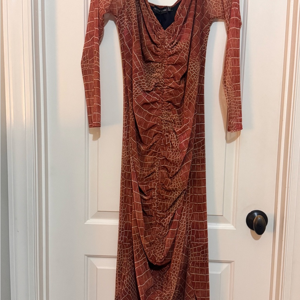 Brown Long Sleeve Dress